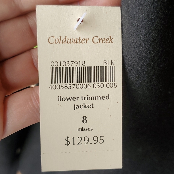 New Coldwater Creek Classic Flower Trimmed Black & Gray Wool Jacket/ Blazer Sz 8 - Picture 6 of 9